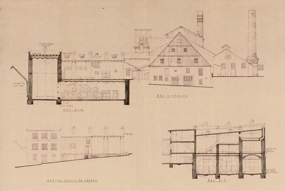 Řezy stavebního plánu z roku 1946