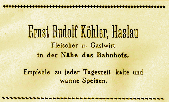 Anzeige Gasthaus Köhler