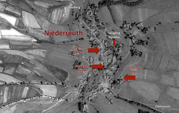 Letecká mapa Niderreuthu 1948
