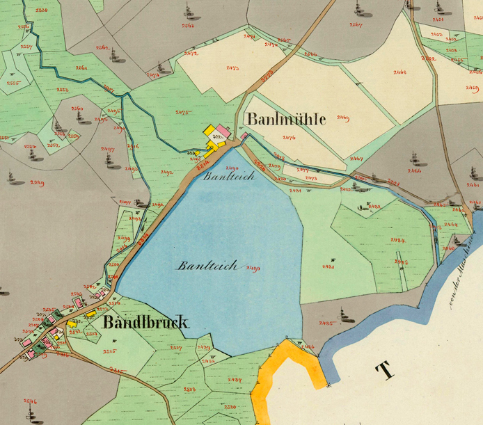Ponelmühle an der Karte von 1841