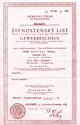 Živnostenský list Hermanna Knöckela