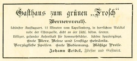 Anzeige Gasthaus Frosch 1906