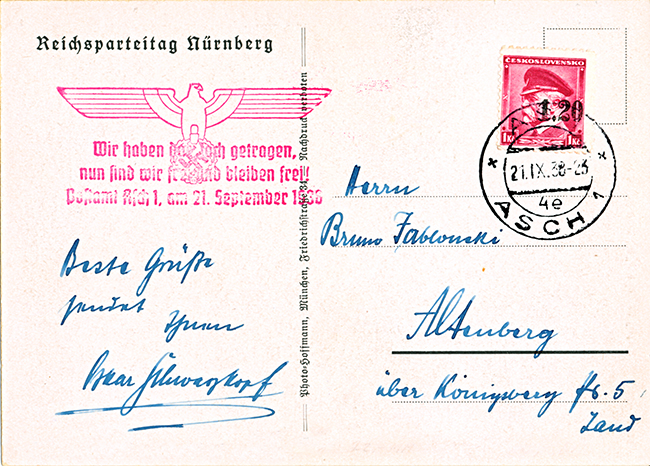 Briefmarke mit dem Aufdruck 1938
