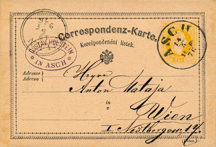 Postkarte Asch 1876