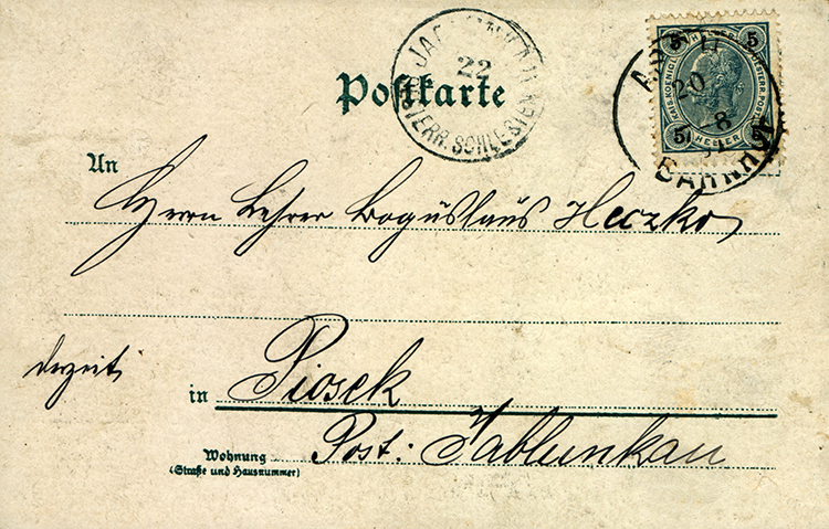 Postkarte Asch 1886