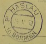Razítko Haslau 1919